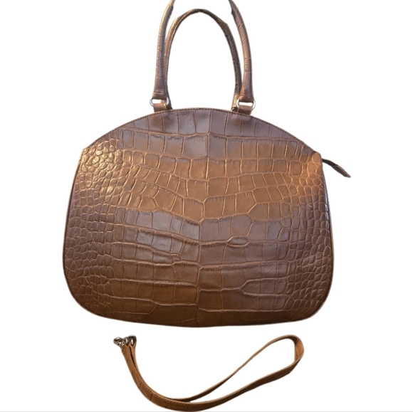 Furla Handbags - Furla Vintage Croc-Embossed Leather Dome Satchel Bag